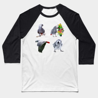 African Grey Sticker Pack Of 4 Photo Designs, great gift for African Grey Owners and Parrot Lovers. Baseball T-Shirt